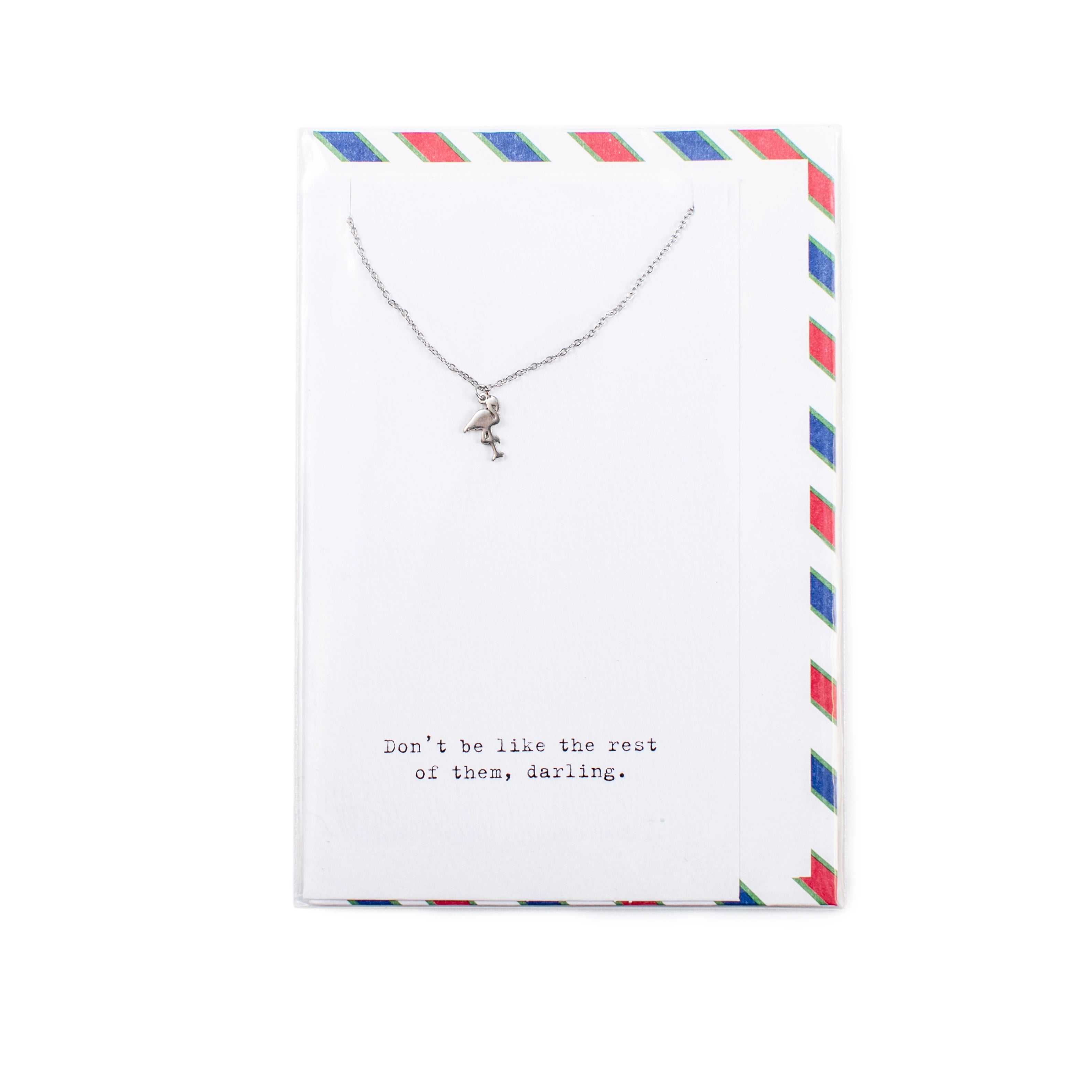 Trendy necklaces and pendants with geometric shapes for a modern aesthetic-***Air Mail Littles Collection - Necklace - Flamingo