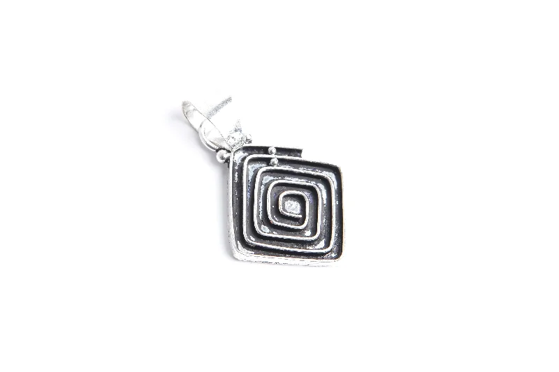 Necklaces and pendants with leaf-shaped designs for an earthy, organic feel-Square Spiral Pendant