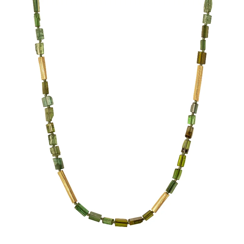 Beautiful necklaces and pendants with moon and star charms for a dreamy effect-Short Strand Reed Necklace - Green Tourmaline