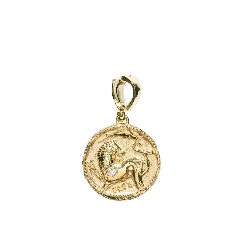 Beautiful necklaces and pendants with geometric shapes for a modern, artistic design-Small Lion and Dolphin Coin Charm