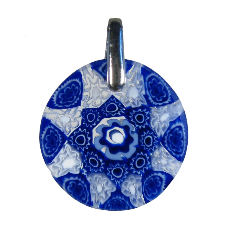 Best necklaces and pendants with turquoise stones for a vibrant boho-chic look-Blue Murrina Millefiori Murano glass pendant (15) ⌀ 22 mm