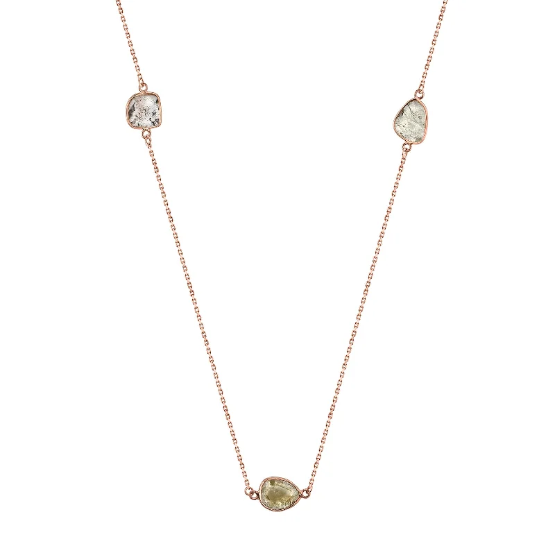 Stunning necklaces and pendants with sapphire gemstones for a luxurious blue hue-Slice Diamond Triple Necklace - Rose Gold