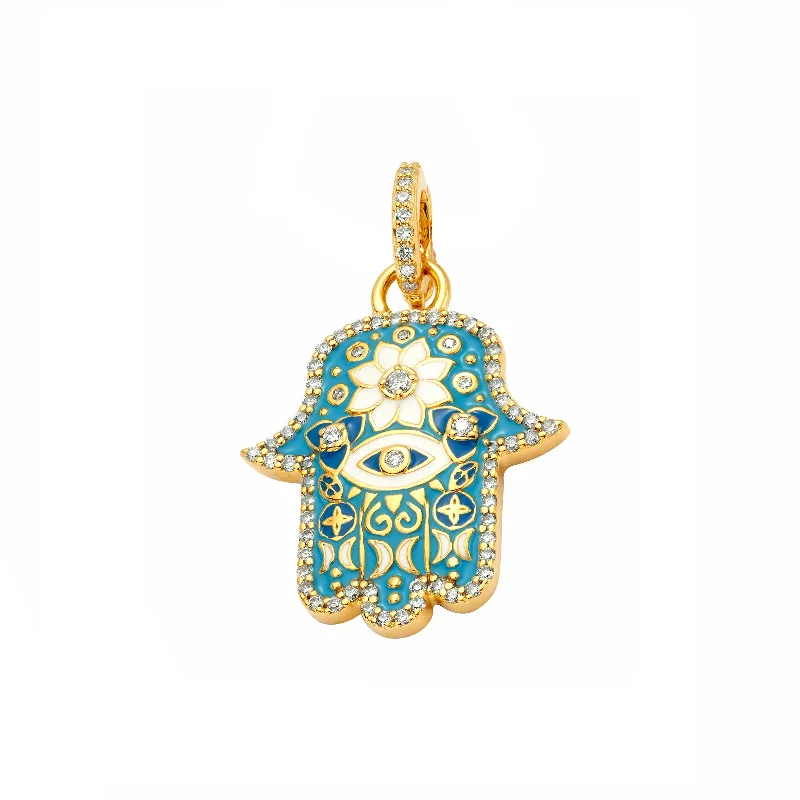 Stunning necklaces and pendants with birthstone pendants for a personal touch-Small Hamsa Pendant - Sky Blue