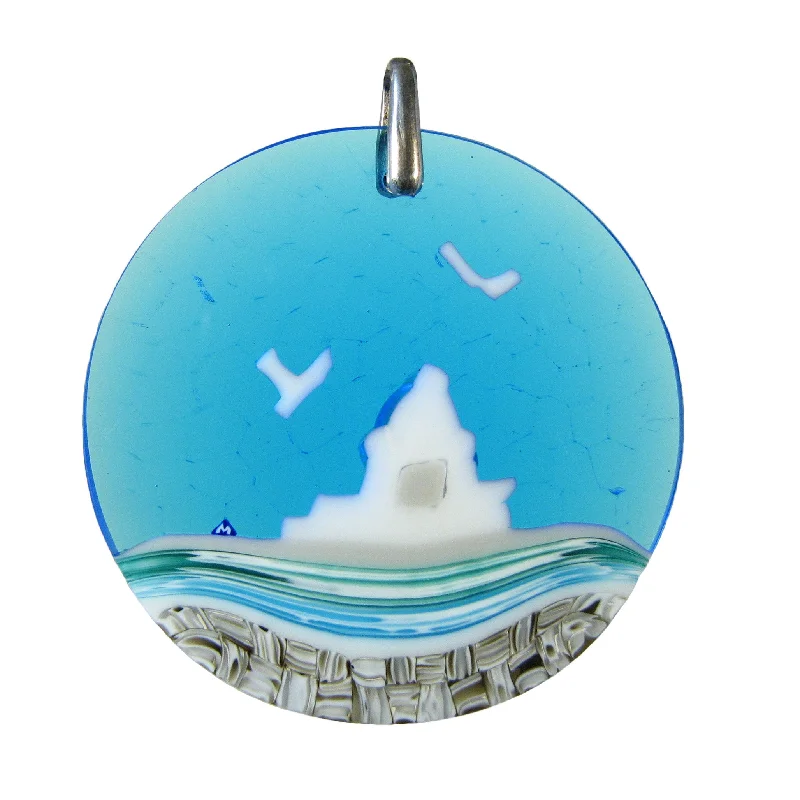 Necklaces and pendants with lock and key designs for a symbolic gesture-Ciondolo Chiesa della Madonna della Salute in Vetro di Murano