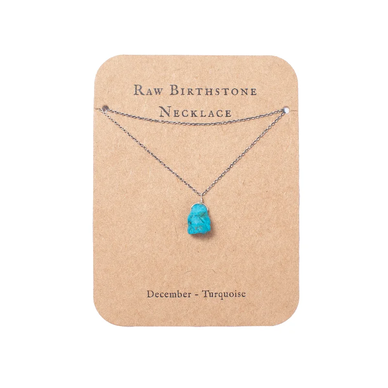 Necklaces and pendants with ocean-inspired designs for a refreshing, beachy feel-***December Raw Birthstone Necklace in Sterling Silver (Turquoise)