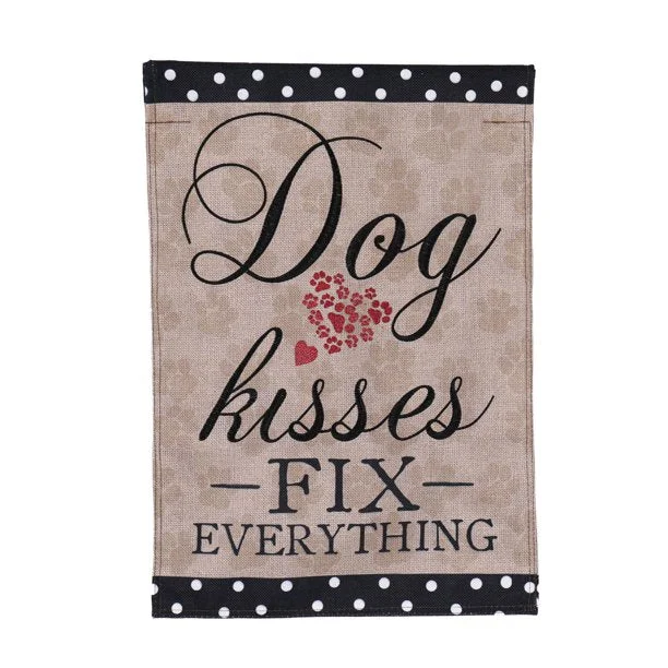 Necklaces and pendants with crescent moon designs for a celestial and mystical feel-Evergreen- Dog Kisses Fix Everything Garden Flag