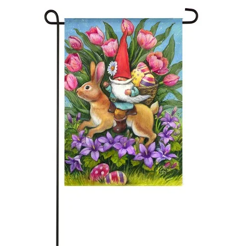 Best necklaces and pendants with matching earrings for a coordinated, elegant look-Evergreen- Easter bunny gnome ride garden flag