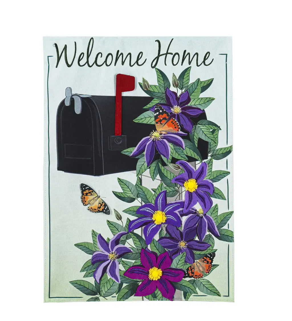 Beautiful necklaces and pendants with butterfly motifs for a whimsical style-Evergreen- Home Clematis Mailbox Garden Flag