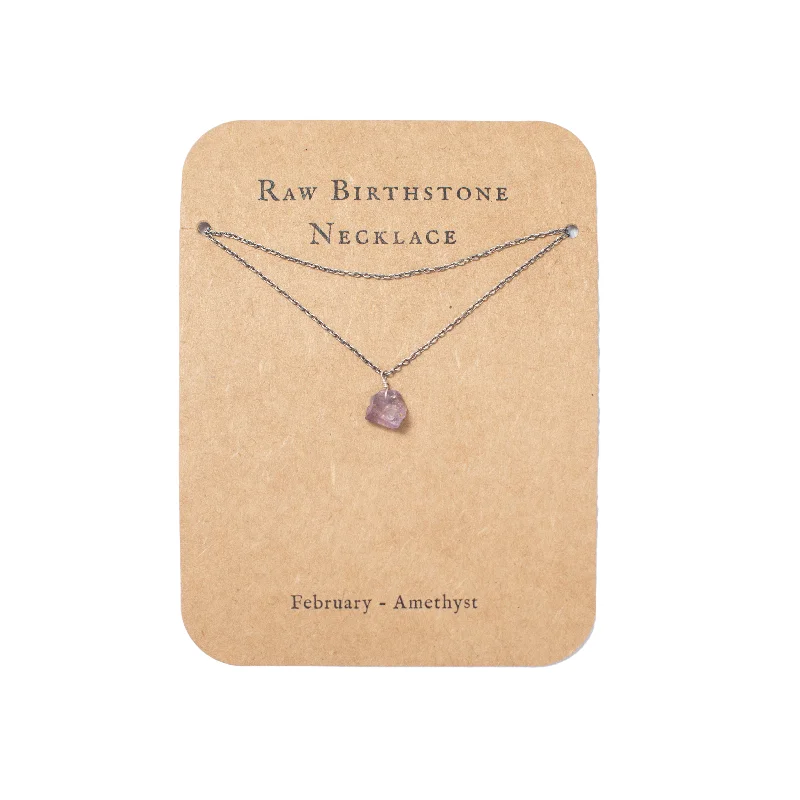 Necklaces and pendants with ocean-inspired designs for a refreshing, beachy feel-***February Raw Birthstone Necklace in Sterling Silver (Amethyst)