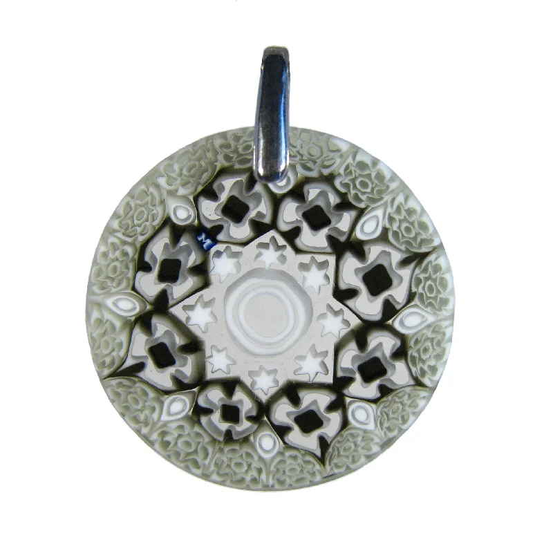 Unique necklaces and pendants with vintage-inspired designs for timeless appeal-Gray Millefiori Round Pendant (20) ø 29 mm