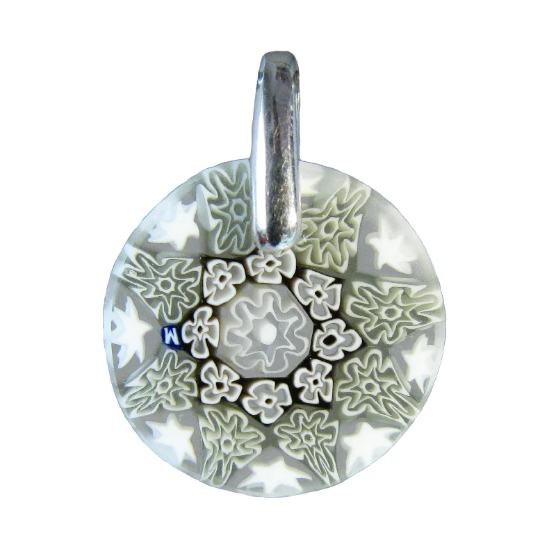 Beautiful necklaces and pendants with moon and star charms for a dreamy effect-Gray Murrina Millefiori Murano glass pendant (15) ⌀ 19 mm