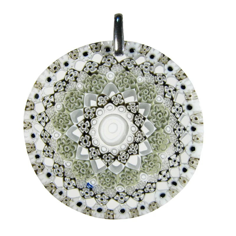 Necklaces and pendants with crescent moon designs for a celestial and mystical feel-Gray Murrina Millefiori Murano glass round pendant (32) ⌀ 44 mm