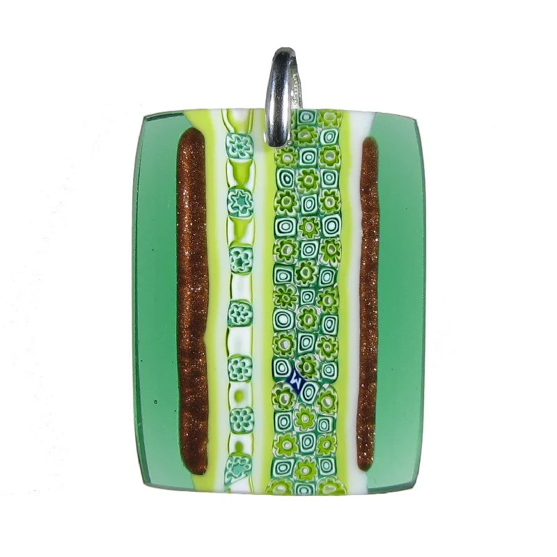 Best necklaces and pendants for everyday wear with minimalist designs-Green Murrina "Inglesina" Murano glass rectangular pendant