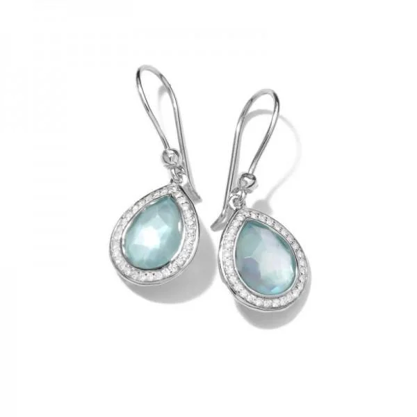 Drop Earrings for Shopping Trip -IPPOLITA MINI TEARDROP EARRINGS IN STERLING SILVER WITH DIAMONDS