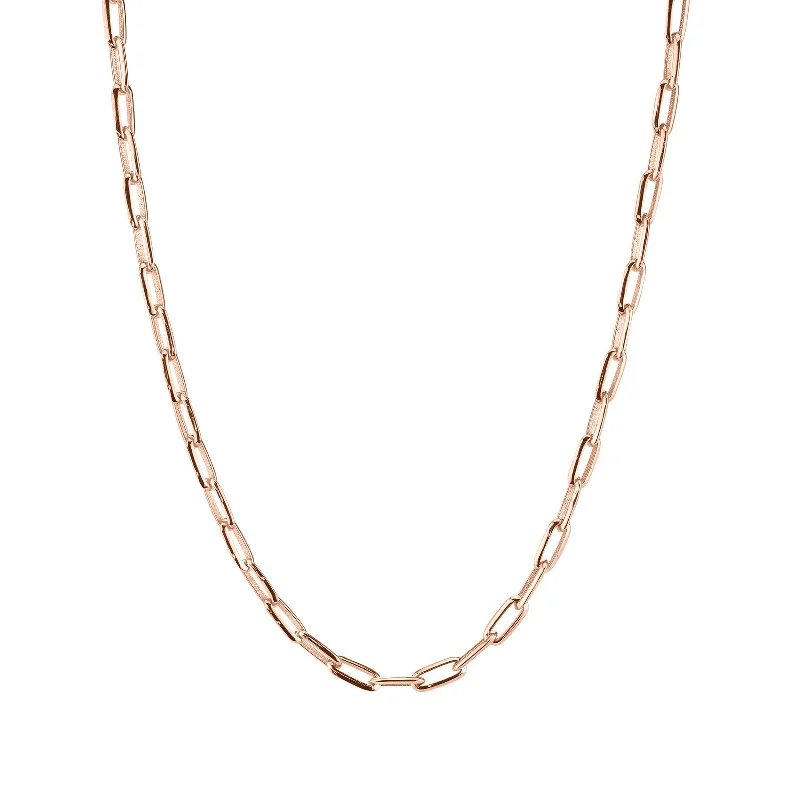 Personalized necklaces and pendants with initials for a customized and meaningful gift-Signature Knife Edge Oval Link Chain - Rose Gold