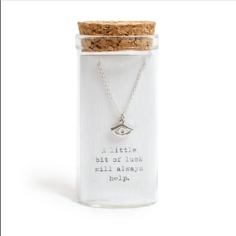 Best necklaces and pendants with silver chains for a sleek, timeless look-Message in a Bottle Collection - Necklace - Evil Eye