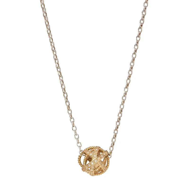 Necklaces and pendants with star-shaped designs for a whimsical, celestial touch-Small Diamond and Gold Ball Pendant Necklace