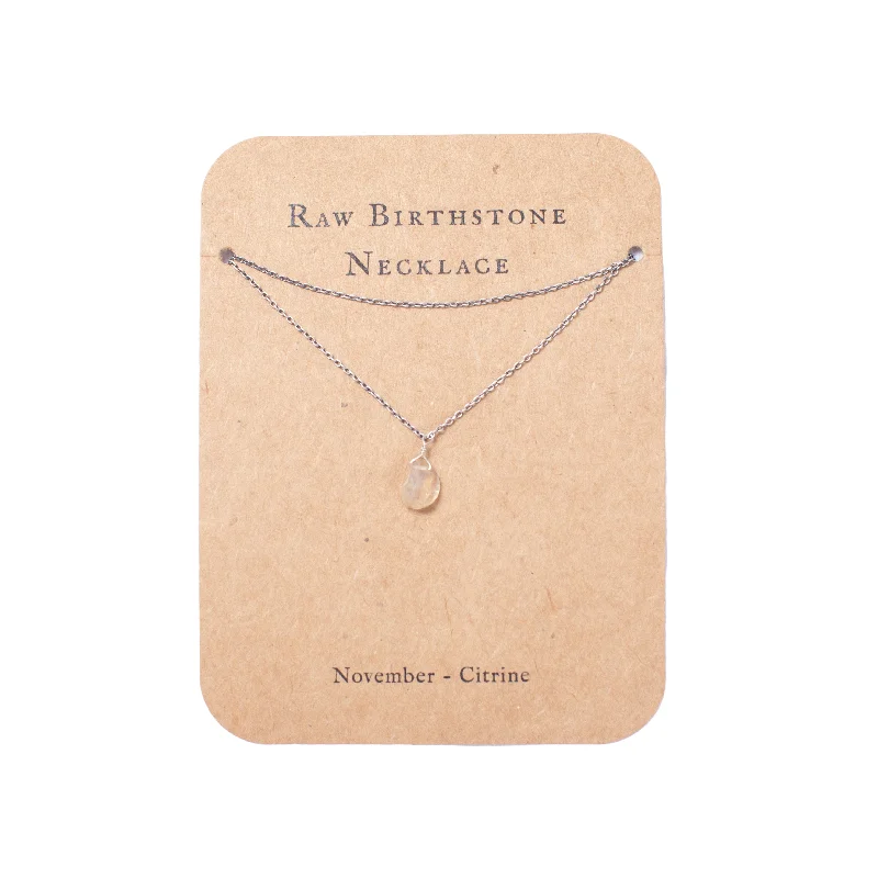 Best necklaces and pendants with floral designs for a feminine and elegant feel-***November Raw Birthstone Necklace in Sterling Silver (Citrine) Citrine 18" + 2" extender