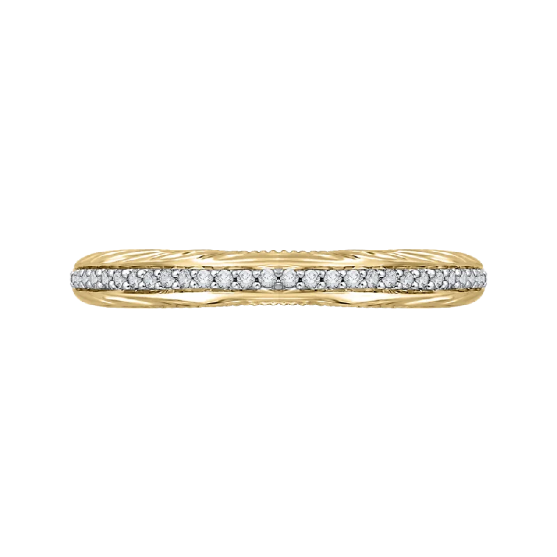 Stunning necklaces and pendants with sapphire gemstones for a luxurious blue hue-Round Diamond Half Eternity Wedding Band In 14K Two Tone Gold