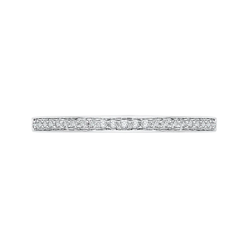 Best necklaces and pendants with intertwined designs for a symbol of unity-Round Diamond Half Eternity Wedding Band In 14K White Gold