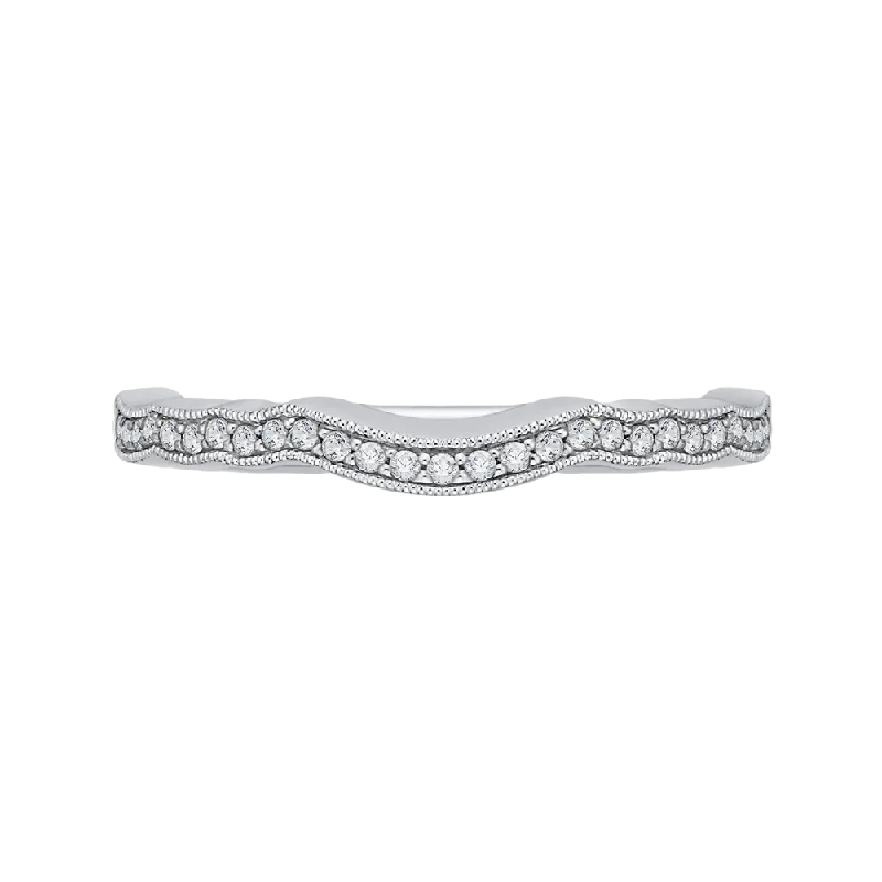 Necklaces and pendants with leaf-shaped designs for an earthy, organic feel-Round Diamond Half Eternity Wedding Band In 14K White Gold