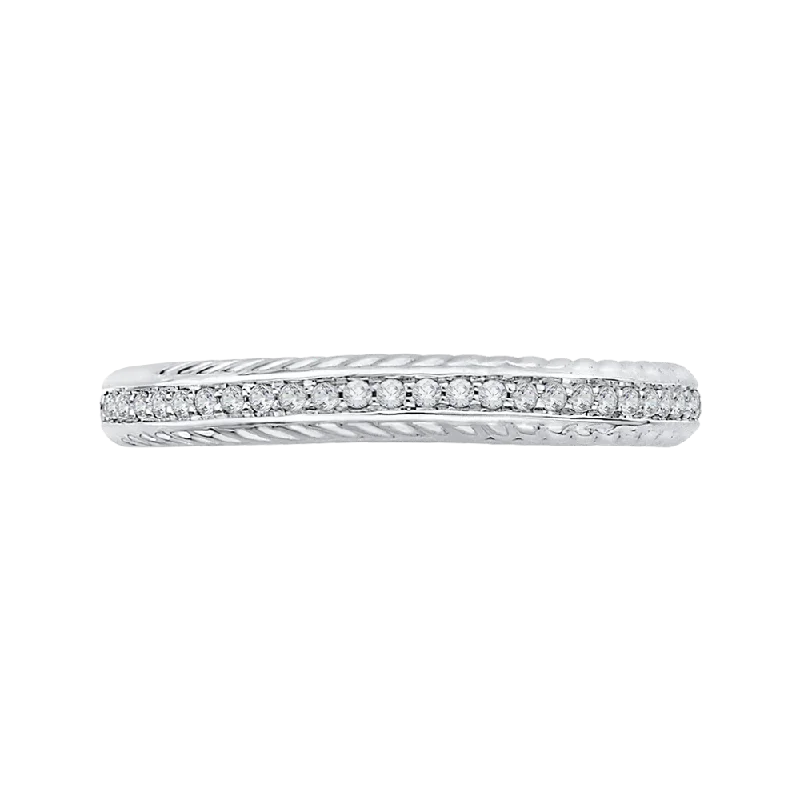 Elegant necklaces and pendants with onyx stones for a sleek, polished look-Round Diamond Half Eternity Wedding Band In 14K White Gold