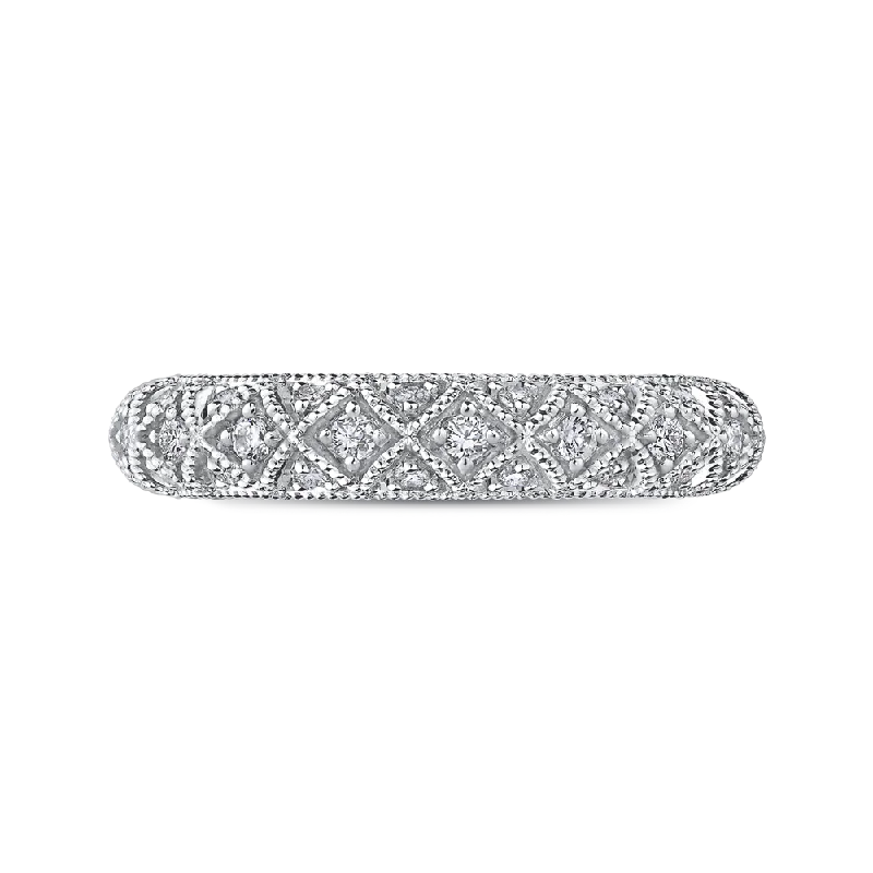 Necklaces and pendants with custom designs for a completely unique jewelry piece-Round Diamond Half Eternity Wedding Band In 14K White Gold