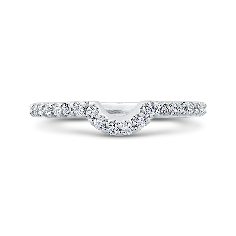 Stunning necklaces and pendants with ruby and diamond combinations for a luxurious effect-Round Diamond Half Eternity Wedding Band In 14K White Gold