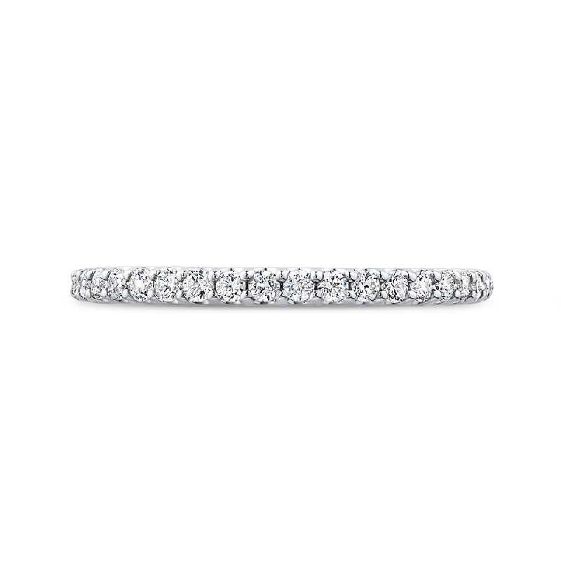 Necklaces and pendants with diamond pendants for a luxurious sparkling effect-Round Diamond Half Eternity Wedding Band In 14K White Gold