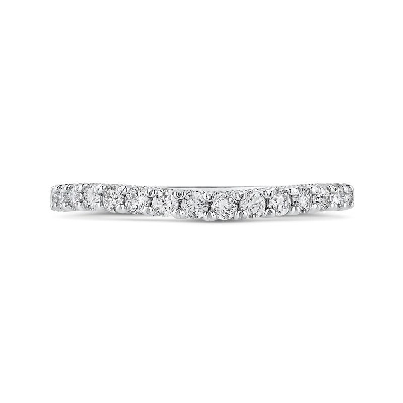 Necklaces and pendants with zodiac constellation designs for an astrological touch-Round Diamond Half Eternity Wedding Band In 14K White Gold