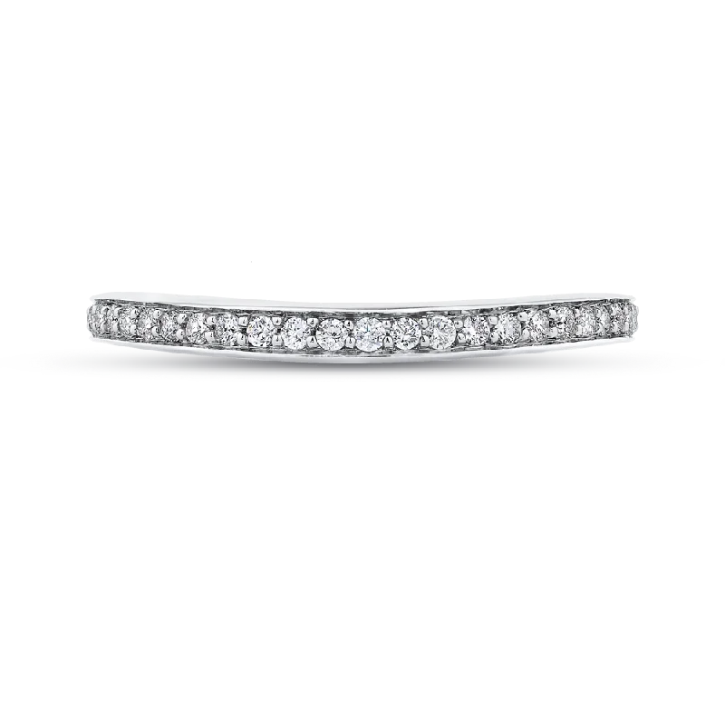 Simple necklaces and pendants with tiny charms for a delicate and casual vibe-Round Diamond Half Eternity Wedding Band In 14K White Gold