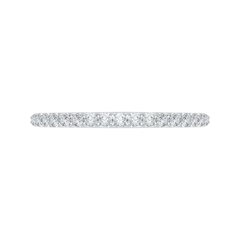 Best necklaces and pendants with statement designs for a fashionable accessory-Round Diamond Half Eternity Wedding Band In 14K White Gold