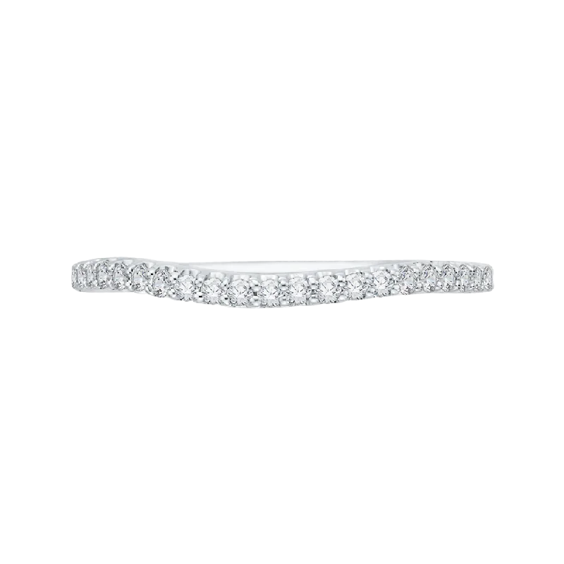 Beautiful necklaces and pendants with layered chains for a fashionable, chic look-Round Diamond Half Eternity Wedding Band In 14K White Gold