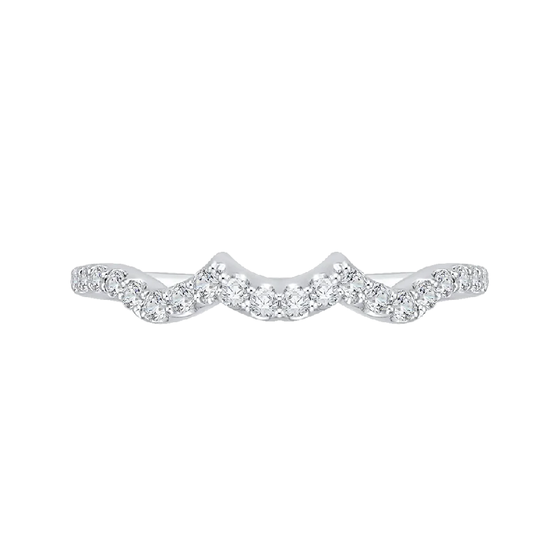 Necklaces and pendants with abstract shapes for a modern, creative appearance-Round Diamond Half Eternity Wedding Band In 14K White Gold