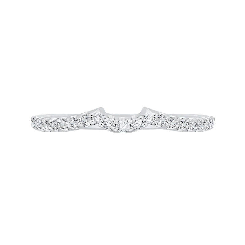 Beautiful necklaces and pendants with layered chains for a fashionable, chic look-Round Diamond Half Eternity Wedding Band In 14K White Gold