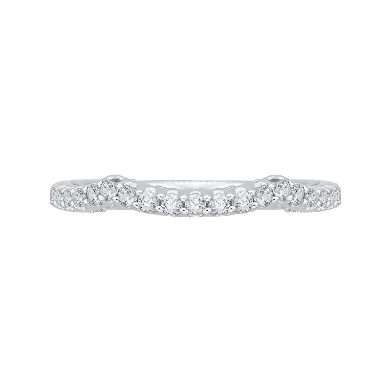 Best necklaces and pendants with minimalist pendants for a sleek, understated look-Round Diamond Half Eternity Wedding Band In 14K White Gold