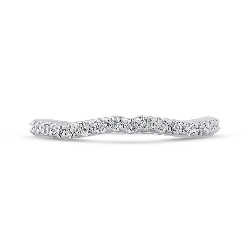 Simple necklaces and pendants with tiny charms for a delicate and casual vibe-Round Diamond Half Eternity Wedding Band In 14K White Gold