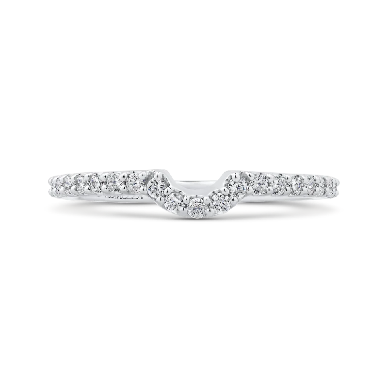 Necklaces and pendants with geometric pendants for a clean, contemporary design-Round Diamond Half Eternity Wedding Band In 14K White Gold