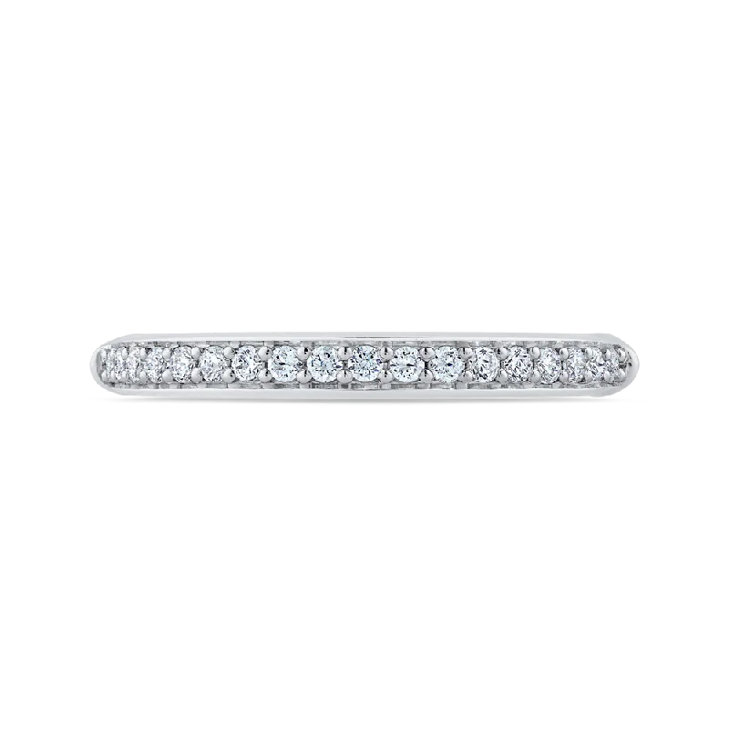 Necklaces and pendants with enamel accents for a colorful, eye-catching appearance-Round Diamond Half Eternity Wedding Band In 14K White Gold