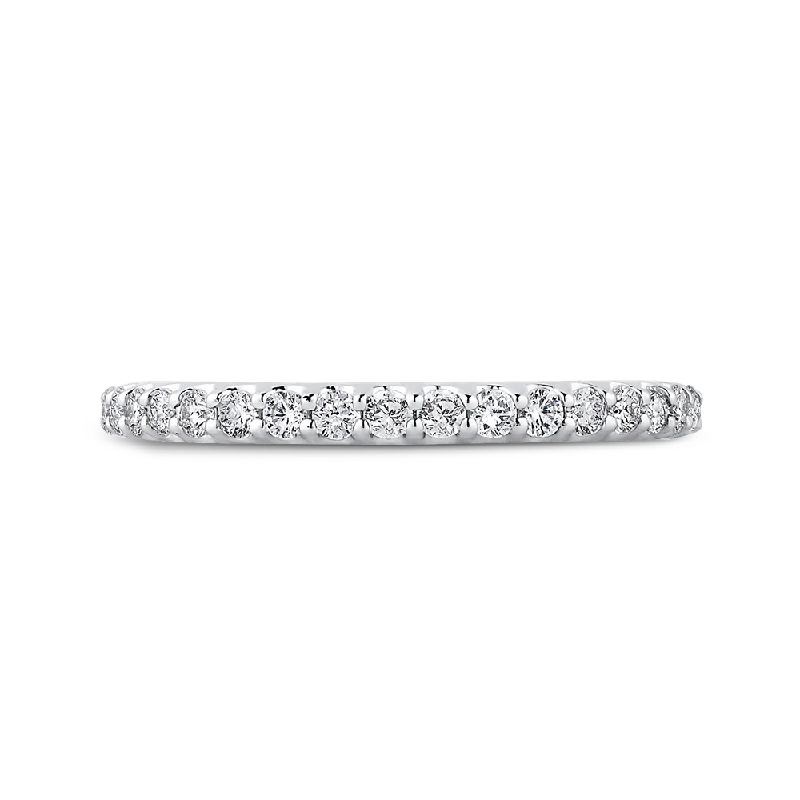 Unique necklaces and pendants with artistic shapes for a creative, one-of-a-kind design-Round Diamond Half Eternity Wedding Band In 14K White Gold