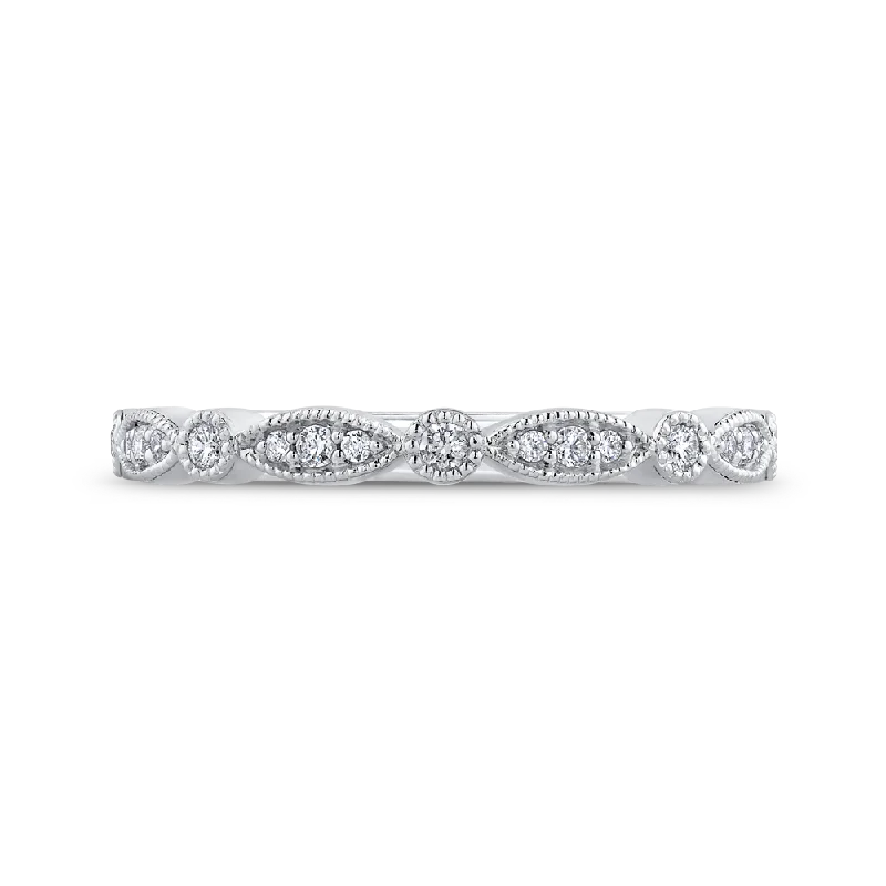 Beautiful necklaces and pendants with layered chains for a fashionable, chic look-Round Diamond Half Eternity Wedding Band In 14K White Gold