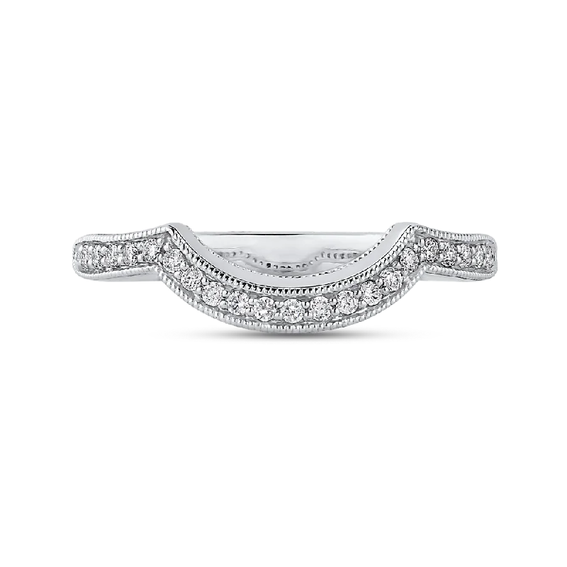 Beautiful necklaces and pendants with diamond halo settings for extra brilliance-Round Diamond Half Eternity Wedding Band In 14K White Gold