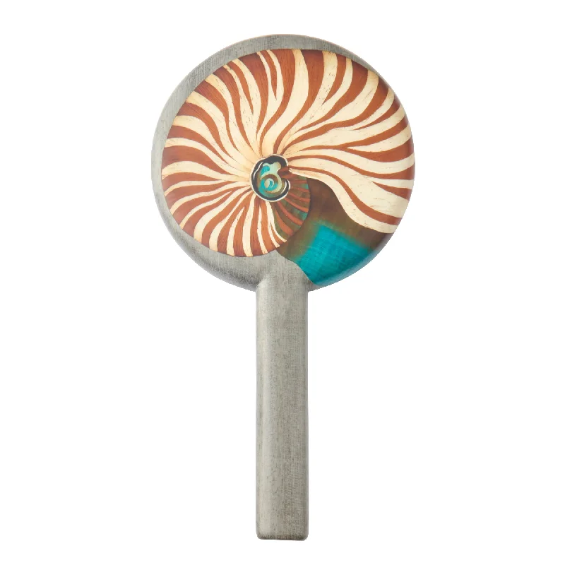 Best necklaces and pendants with black diamonds for an edgy, bold statement-Seashell Print Marquetry Hand Mirror - Grey