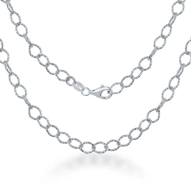 Necklaces and pendants with custom engravings for a personal, meaningful gift-Sterling Silver 4.8mm Diamond Cut Rolo Link Chain, 30"