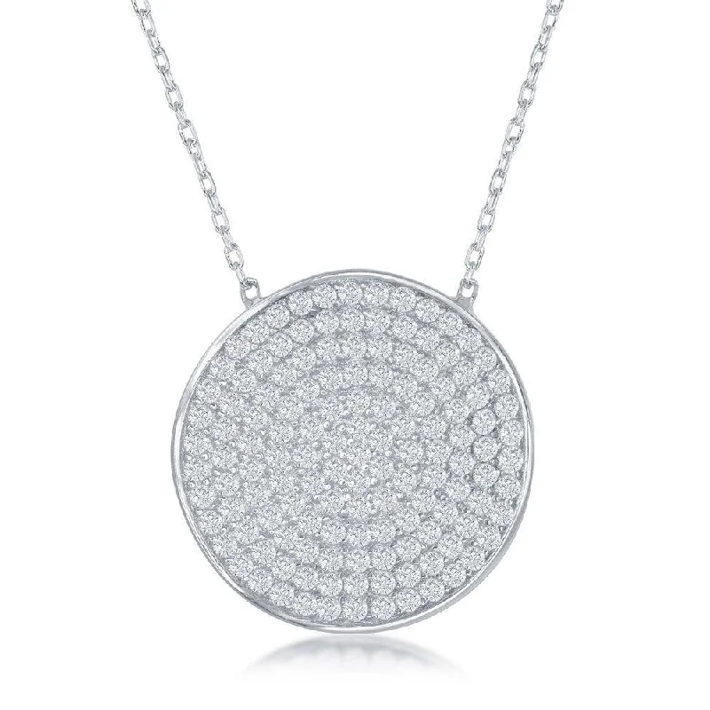 Beautiful necklaces and pendants with butterfly motifs for a whimsical style-Sterling Silver Center Round Cubic Zirconia Necklace