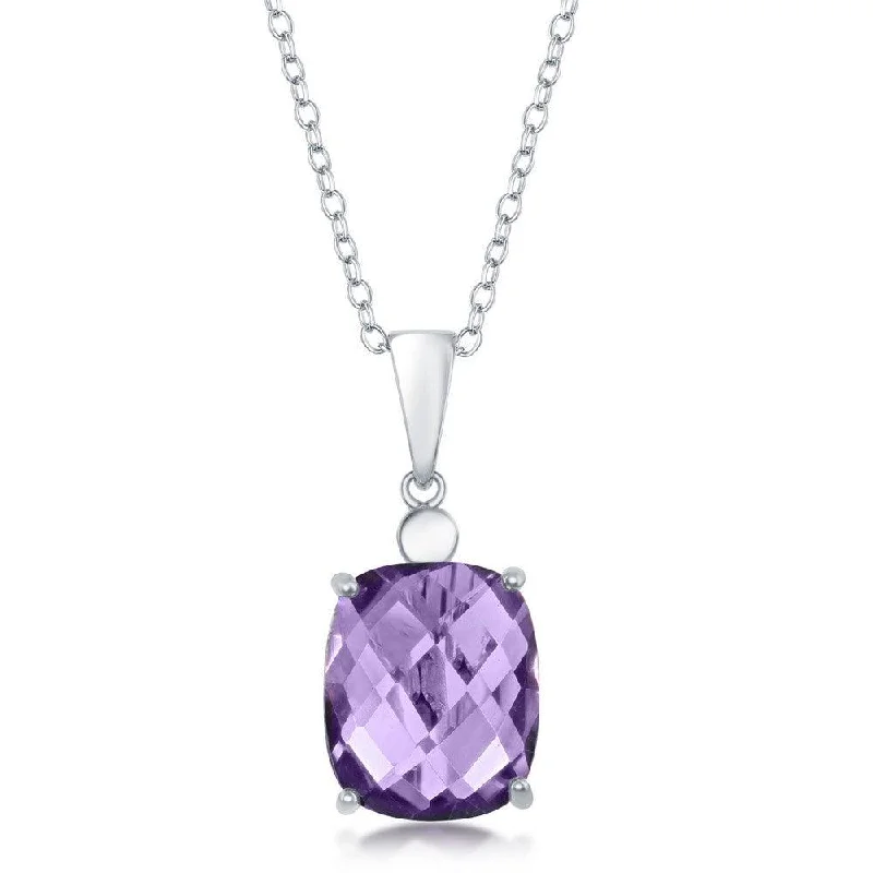 Best necklaces and pendants with glowing moonstone for an ethereal glow-Sterling Silver Four-Prong Checkered 5.1cttw Amethyst Necklace