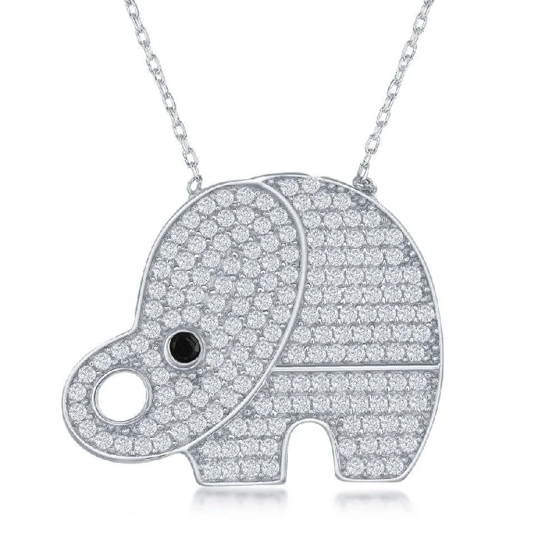 Necklaces and pendants with pearls for a classic and sophisticated touch-Sterling Silver Large Cubic Zirconia Elephant Necklace