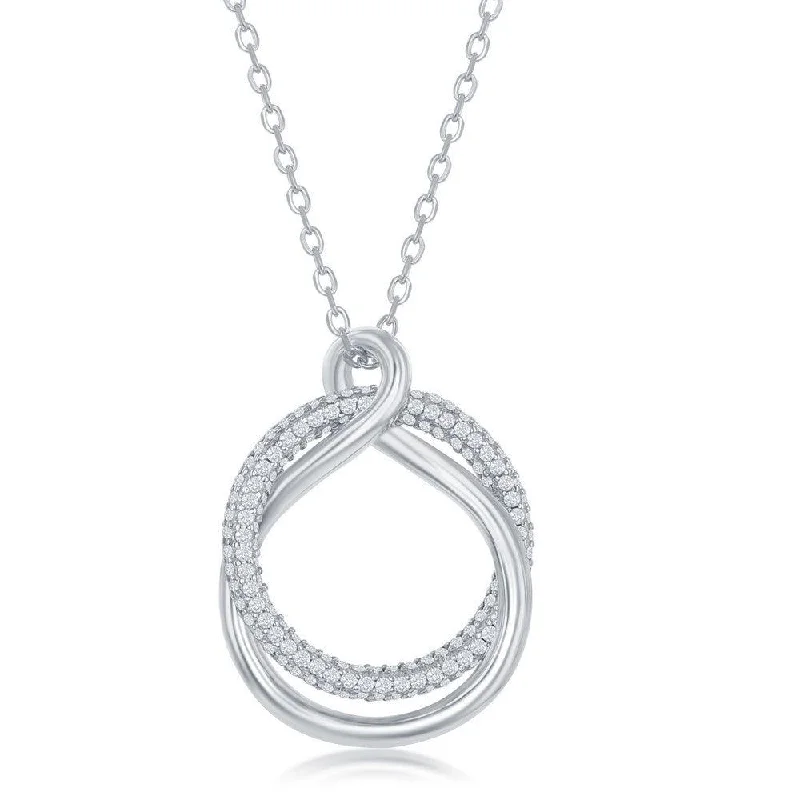 Best necklaces and pendants with art deco elements for a vintage, glamorous design-Sterling Silver Micro Pave Circle and High Polish Twist Necklace