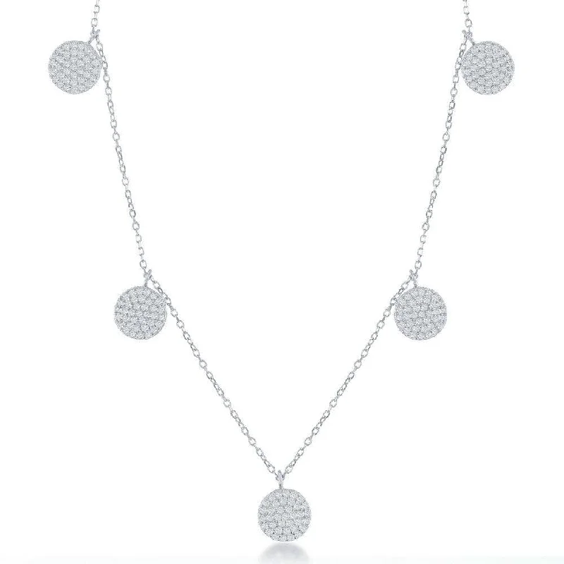 Best necklaces and pendants with vintage lockets for a nostalgic, sentimental look-Sterling Silver Multi CZ Disc Necklace