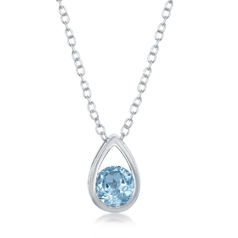 Best necklaces and pendants with butterfly wings for a delicate, graceful style-Sterling Silver Open Pear Shaped Round Blue Topaz Necklace